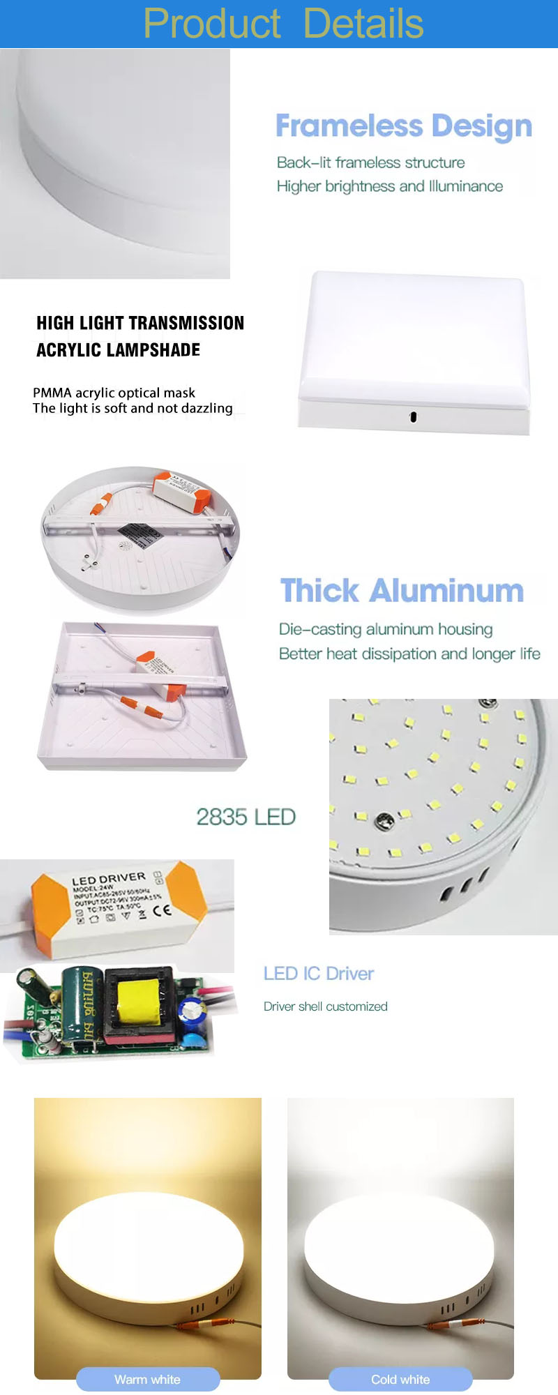 pannello luminoso a led senza cornice